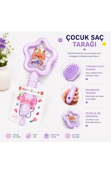 Sevimli Karekter Yumuşak Uçlu Çocuk Saç Tarağı 0