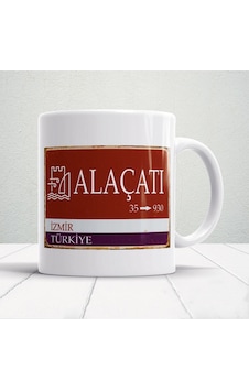 Izmir Alaçatı Sokak Tabela Baskılı Kupa Beyaz Izmir Alaçatı Sokak Tabela Baskılı Kupa Beyaz