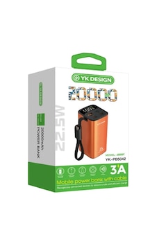 Yk Design Yk-pb5042 20000 Mah 22.5w Kablolu Lcd Göstergeli Powerbank Turuncu Yk Design Yk-pb5042 20000 Mah 22.5w Kablolu Lcd Göstergeli Powerbank Turuncu