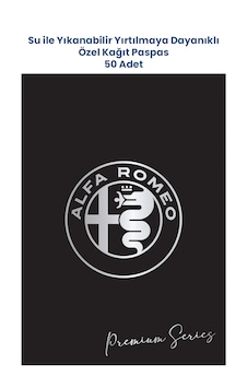 Suya Dayanıklı Yıkanır Alfa Romeo Oto Paspas Kağıdı Siyah Gümüş Baskı Kağıt Paspas 50 Adet 35x50cm