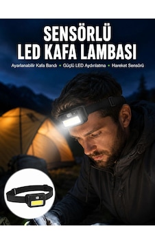 Mey İthalat Sensörlü Kamp Lambası Ayarlanabilir Kafa Lambası Kafa Bantlı Yeni Nesil Çok Renkli