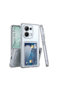 Oppo A6 Pro Uyumlu Kartlıklı Kılıf Darbe Emici Köşe Korumalı Cüzdanlı Silikon Kapak Şeffaf Oppo A6 Pro Uyumlu Kartlıklı Kılıf Darbe Emici Köşe Korumalı Cüzdanlı Silikon Kapak Şeffaf