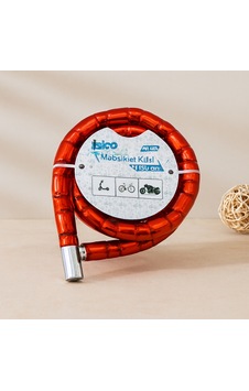 Tüp Anahtarlı Çelik Spiral Kilit 22mm X 150cm Kırmızı Renkli