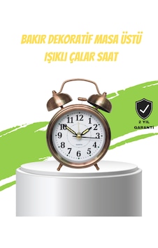 Nostaljik Bronz Metal Alarmlı Masa Saati Büyük Boy Dekoratif Ve Şık Tasarım Çokrenkli Nostaljik Bronz Metal Alarmlı Masa Saati Büyük Boy Dekoratif Ve Şık Tasarım Çokrenkli