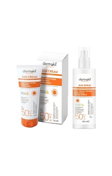 Dermokil Çok Yönlü Yüksek Koruyucu Güneş Kremi SPF50+ 75 ML + Aloe Vera Güneş Spreyi 200 ML Dermokil Çok Yönlü Yüksek Koruyucu Güneş Kremi SPF50+ 75 ML + Aloe Vera Güneş Spreyi 200 ML