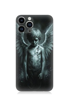 Apple Uyumlu iPhone 14 Pro  Karanlık Melek Desenli Silikon Kılıf