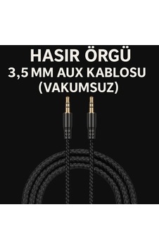 Erdo Ticaret 1.5 Metre Aux Kablo Hasır Örgü 3.5mm Aux Kablosu Vakumsuz Erdotıca Standart