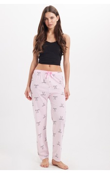 Tudors Kadın Regular Fit Klasik Kesim Viskon Beli Lastikli Fiyonk Detaylı Baskılı Pembe Pijama Altı-51005 Tudors Kadın Regular Fit Klasik Kesim Viskon Beli Lastikli Fiyonk Detaylı Baskılı Pembe Pijama Altı-51005