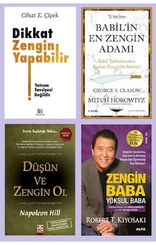 Dıkkat Zengın Yapabılır + Babılın En Zengın Adamı + Dusun Ve Zengın Ol + Zengın Baba Yoksul Baba 4 Set Dıkkat Zengın Yapabılır + Babılın En Zengın Adamı + Dusun Ve Zengın Ol + Zengın Baba Yoksul Baba 4 Set