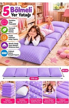 Pufi 5 Bölmeli Yer Yatağı 60x170 Cm Çıkarılabilir Yastıklı, Yıkanabilir Kılıflı, Katlanabilir Oyun Ve Misafir Minderi Lila Pufi 5 Bölmeli Yer Yatağı 60x170 Cm Çıkarılabilir Yastıklı, Yıkanabilir Kılıflı, Katlanabilir Oyun Ve Misafir Minderi Lila