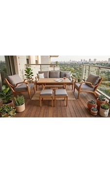 Orbis Bahçe Balkon Koltuk Masif Ahşap Kestane Ağacı 3+1+1 Koltuk, Masa Ve Puf Takımı Bej Orbis Bahçe Balkon Koltuk Masif Ahşap Kestane Ağacı 3+1+1 Koltuk, Masa Ve Puf Takımı Bej