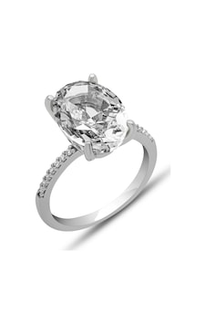Gümüş Ice Cut Oval Zirkon Taşlı Kadın Yüzük Gümüş Gümüş Ice Cut Oval Zirkon Taşlı Kadın Yüzük Gümüş