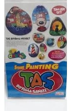 Ada Toys Taş Boyama Seti 6 Renk Akrilik Boya+Fırça+Ahşap Zemin Iç