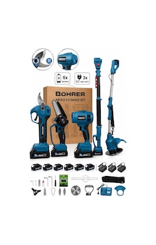 Böhrer Ba0115389 5'li 21v Akülü Bahçe Seti Tırpan Budama Makası Mini Testere Üfleme Makinesi 6 Batarya 3 Şa Böhrer Ba0115389 5'li 21v Akülü Bahçe Seti Tırpan Budama Makası Mini Testere Üfleme Makinesi 6 Batarya 3 Şa