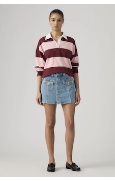 Levi's Kadın Önü Düğmeli Jean Şort Etek-14361 Mavi