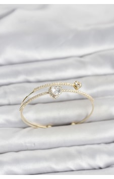 Pirinç Gold Renk Kalp Model Zirkon Taşlı Kadın Bileklik Çok Renkli Pirinç Gold Renk Kalp Model Zirkon Taşlı Kadın Bileklik Çok Renkli