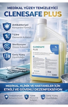 Clenesafe Plus 1 L Konsantre Ön Temizleme Ve Dezenfeksiyon Solüsyonu Medikal Yüzey Temizleyici Clenesafe Plus 1 L Konsantre Ön Temizleme Ve Dezenfeksiyon Solüsyonu Medikal Yüzey Temizleyici