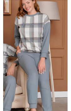 Bone Club 5524 Uzun Kol Kadın Pijama Takımı Gri Bone Club 5524 Uzun Kol Kadın Pijama Takımı Gri