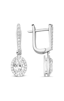 Pırlantalı Beyaz Topaz Küpe Pırlantalı Beyaz Topaz Küpe