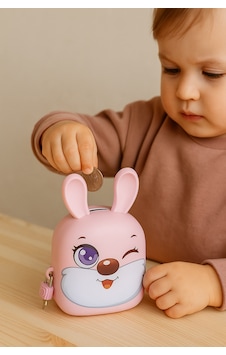 Kilitli Tavşan Desenli Metal Kumbara Açık Pembe Kilitli Tavşan Desenli Metal Kumbara Açık Pembe