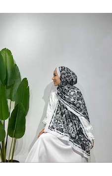 Nurbag Store Tesettür Şal Etnik Desen Bambu Crash Soft Pamuk Şal beyaz Nurbag Store Tesettür Şal Etnik Desen Bambu Crash Soft Pamuk Şal beyaz