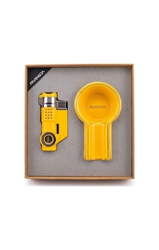 Parmida 3 Torch Sarı Çakmak Sarı Tekli Küllük İkili Puro Seti Tr9854 Parmida 3 Torch Sarı Çakmak Sarı Tekli Küllük İkili Puro Seti Tr9854