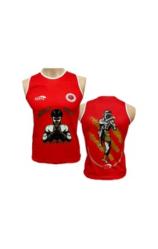 Pars Muay Thai Atleti Federasyon Logolu Dijital Baskılı Kırmızı Pars Muay Thai Atleti Federasyon Logolu Dijital Baskılı Kırmızı