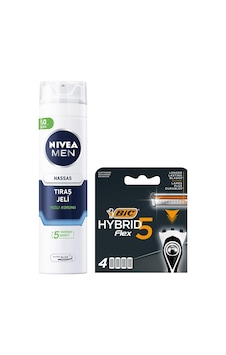 Men Hassas Tıraş Jeli 200 Ml + Bıc Hybrid 5 Flex 4'lü Yedek Tıraş Bıçağı Kartuşu 5 Bıçak Men Hassas Tıraş Jeli 200 Ml + Bıc Hybrid 5 Flex 4'lü Yedek Tıraş Bıçağı Kartuşu 5 Bıçak