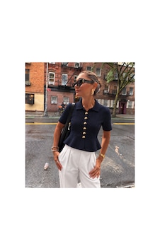 Verymoda Düğmeli Peplüm Ttiko Bluz K-234 Lacivert Verymoda Düğmeli Peplüm Ttiko Bluz K-234 Lacivert