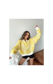 Samin Kadın Oversize Kazak Sarı - 651873567 Sarı Samin Kadın Oversize Kazak Sarı - 651873567 Sarı
