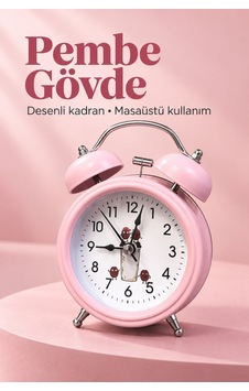 Pilli Çalar Saat Çift Çanlı Klasik Masaüstü Tasarım Pembe Pilli Çalar Saat Çift Çanlı Klasik Masaüstü Tasarım Pembe