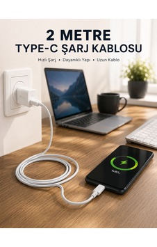 Hızlı Şarj Destekli 2 Metre Type-c Kablo 3855796 Hızlı Şarj Destekli 2 Metre Type-c Kablo 3855796