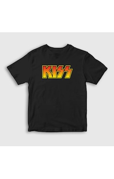 Presmono Unisex Çocuk Logo Kiss T-shirt Siyah