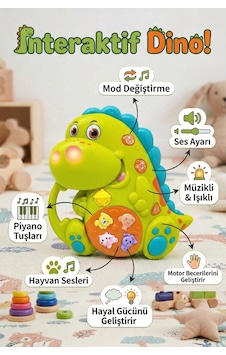 Vardem Eğitici İnteraktif Müzikli Ve Işıklı Dinozor Bebek Oyuncağı Hayvan Sesli Piyano Vardem Eğitici İnteraktif Müzikli Ve Işıklı Dinozor Bebek Oyuncağı Hayvan Sesli Piyano