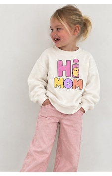 Monila Unisex Çocuk Pamuklu Bisiklet Yaka Mom/dad Baskılı Sweatshirt Ekru Monila Unisex Çocuk Pamuklu Bisiklet Yaka Mom/dad Baskılı Sweatshirt Ekru