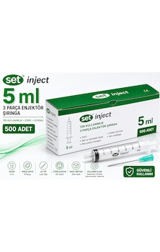Set İnject 5 Ml 3 Parça Yeşil Uçlu Enjektör 1000 Adet Set İnject 5 Ml 3 Parça Yeşil Uçlu Enjektör 1000 Adet