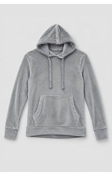 Markapia Kadın Kapüşonlu Cepli Yumuşak Kadife Dokulu Sweatshirt Gri