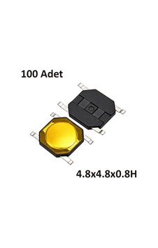 100 Adet 4.8x4.8x0.8 Mm Smd Tact Switch 4 Pin Metal Membranlı Buton