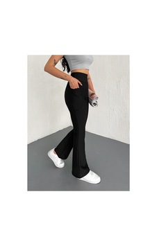 Gugus Kadın Yüksek Bel Toparlayıcı Çift Cepli Ispanyol Paça Tayt Bootcut/push Up Siyah Gugus Kadın Yüksek Bel Toparlayıcı Çift Cepli Ispanyol Paça Tayt Bootcut/push Up Siyah