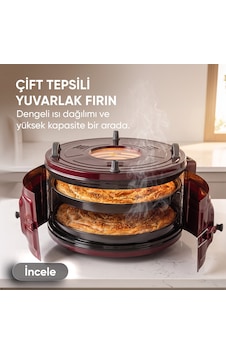 Şamdan 1009 32 L Termostatlı Çift Tepsili Yuvarlak Davul Fırın Şamdan 1009 32 L Termostatlı Çift Tepsili Yuvarlak Davul Fırın