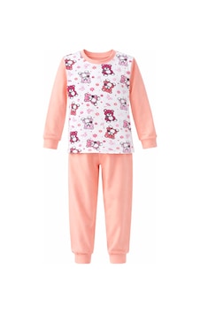 Kız Çocuk Pamuklu Desenli Pijama Takımı 6068-07 Somon Somon Kız Çocuk Pamuklu Desenli Pijama Takımı 6068-07 Somon Somon