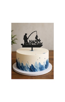 Doğum Günü Pasta Süsü Balıkçı Temalı Happybirtday 11x13 Ölçülerinde Doğum Günü Pasta Süsü Balıkçı Temalı Happybirtday 11x13 Ölçülerinde