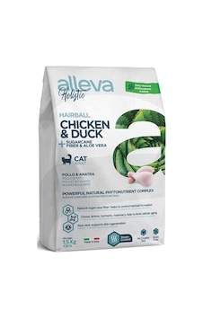 Alleva Holistik Hairball Tahılsız Aloe Vera Tavuk ve Ördek Etli Yetişkin Kedi Maması 1500 G