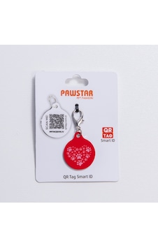 Kırmızı Kalp Desenli Qr Tag Evcil Hayvan Künyesi İsimlik Pet Tag Köpek Künyesi Kedi Künyesi Qr Kodlu Künye Beyaz
