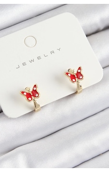 Pirinç Kelebek Model Gold Renk Çocuk Küpe Çok Renkli Pirinç Kelebek Model Gold Renk Çocuk Küpe Çok Renkli