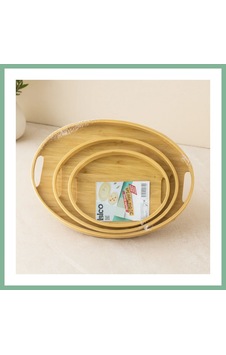 Bşkvirgo Oval Bambu Ahşap Tepsi Seti 3'lü 20x29, 26x36, 31x45 Cm Bsk2026 Bşkvirgo Oval Bambu Ahşap Tepsi Seti 3'lü 20x29, 26x36, 31x45 Cm Bsk2026