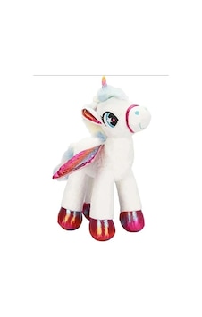 Peluş Tek Boynuzlu Kanatlı At Unicorn Beyaz Pembe Peluş 50 Cm Pelüş