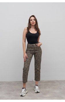 Rabia Çelik Kadın Leopar Desen Yüksek Bel Boyfit Kesim Jean Pantolon Leopar Leopar Rabia Çelik Kadın Leopar Desen Yüksek Bel Boyfit Kesim Jean Pantolon Leopar Leopar