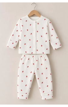 Veraura Lifestyle 3-12 Ay Çilek Baskılı Çıtçıtlı Penye Bebek Pijama Takımı ekru Veraura Lifestyle 3-12 Ay Çilek Baskılı Çıtçıtlı Penye Bebek Pijama Takımı ekru
