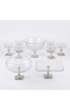 Assa Bazaar Paşabahçe Gümüş Detaylı Metal Ayaklı Sunum Ve Servis Seti Pasta,magnolia,çay Seti,kurabiyelik Gümüş Assa Bazaar Paşabahçe Gümüş Detaylı Metal Ayaklı Sunum Ve Servis Seti Pasta,magnolia,çay Seti,kurabiyelik Gümüş